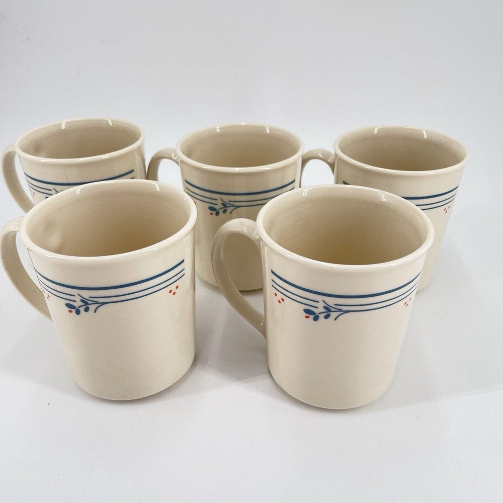 Corning Corelle Country Violets Blue Floral Coffee Mug Cup 1980s USA Set of 5